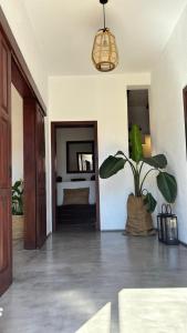 a hallway with a potted plant in a room at Casa Moni con Vistas al Mar in Playa de Santiago