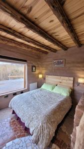 a bedroom with a large bed with a window at Las Ranas in Tilcara