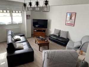 a living room with a couch and a tv at Cool Montagne in Briançon +11 photos