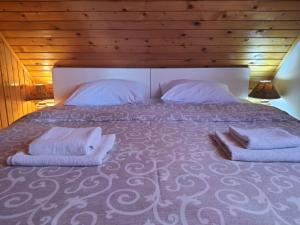 a large bed with two pillows on top of it at Vasilije Apartment in Žabljak