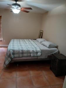 a bedroom with a bed and a ceiling fan at Beautiful Miami Home in Miami