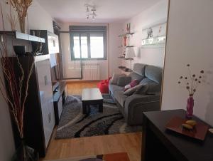 a living room with a couch and a table at Apartamento Montecanal 5 in Jaca +14 photos