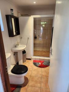 een badkamer met toilet en wastafel bij Cape Cottage in Kaapstad +10 foto's