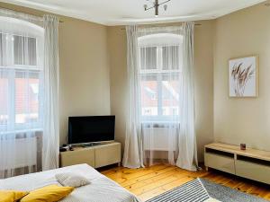 TV a/nebo společenská místnost v ubytování Apartament Fabryka Wody SELF CHECK-IN