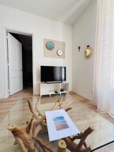 Μια τηλεόραση ή/και κέντρο ψυχαγωγίας στο Maison proche océan - parking - wifi - clim