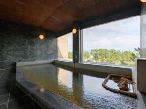 Cette chambre dispose d'une piscine d'eau et d'une grande fenêtre. dans l'établissement Hotel Tetra Resort Shizuoka Yaizu - Vacation STAY 35233v, à Yaizu