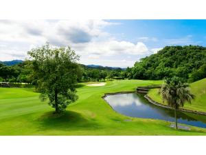 un parcours de golf avec un arbre et un étang dans l'établissement Nanki Shirahama Resort Hotel - Vacation STAY 38050v, à Asso
