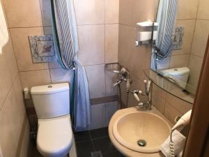 a small bathroom with a toilet and a sink at Palamidi in Agia Paraskevi +81 photos