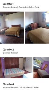 a collage of four pictures of a bedroom at Excelente casa de praia com piscina in Salinópolis