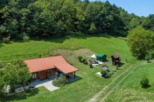 an overhead view of a small house in a field at Villa Pepeljuga kuća za odmor in Vižovlje