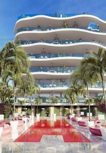 a rendering of a large apartment building with palm trees at Sea View Apartment Near The Beach in Fuengirola