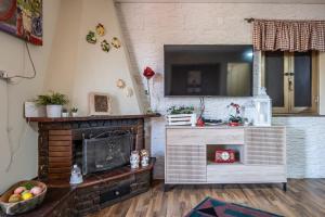 a living room with a fireplace and a television at Villa aperta campagna in Nicosia +36 photos