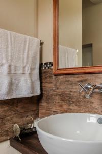 a bathroom with a white sink and a mirror at Puro Campo in Tafí del Valle +66 photos