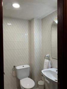 a bathroom with a toilet and a sink at piso arriondas in Arriondas