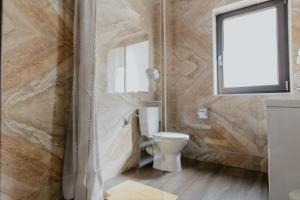 a bathroom with a toilet and a window at Aparthotel Plevnei2 in Cluj-Napoca