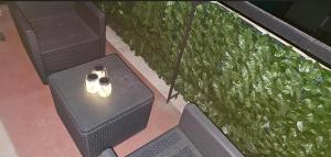 a pair of shoes sitting on a bench next to a plant at Convenient Booking B&B in Rome