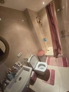 a small bathroom with a toilet and a sink at appartement de luxe a cabonegro in Tetouan