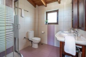 un baño con inodoro y lavabo en Villa Mandarin Platanias, en Plataniás 21 fotos más