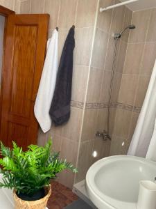 ein Badezimmer mit Dusche, Toilette und Waschbecken in der Unterkunft Torete in Roquetas de Mar