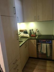 Köök või kööginurk majutusasutuses LE TORRENT, duplex au centre, calme avec deux chambres à coucher et terrasse vue montagne pour 4 personnes +5 fotot