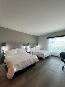 a bedroom with two beds and a large window at avid hotels - Guadalajara Av Vallarta Pte, an IHG Hotel in Guadalajara