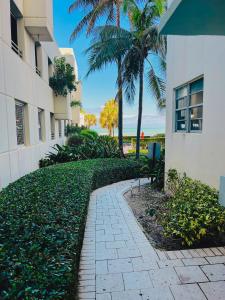 a walkway in front of a building with palm trees at Miami Hollywood Great 2 Bedroom with Garden View 001-22bmar in Hollywood +31 photos