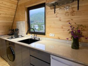 Kuchyň nebo kuchyňský kout v ubytování Kamara Cottages