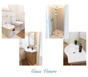 un collage de cuatro fotos de un baño en Casa Venere, en Catania 16 fotos más