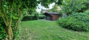 un piccolo capanno in un giardino con cortile di Die Insel a Osnabrück