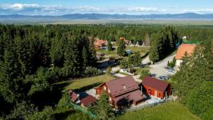 an aerial view of a house in a forest at Vivien vendégház in Borzont