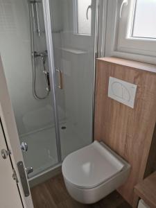 塞尔瑟Charming Camino House的带厕所和淋浴的小浴室