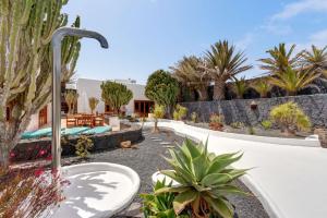 a garden with a sink in the middle of a yard at Villa La Cueva in Teguise