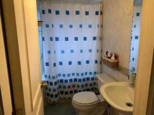 a bathroom with a toilet and a sink at Hospedaje Casa Mirador in Puerto Montt +14 photos