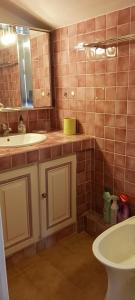 a bathroom with a sink and a mirror at Gite lefevre a callian in Callian