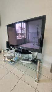 TV a/nebo společenská místnost v ubytování Studio des 3 frontières