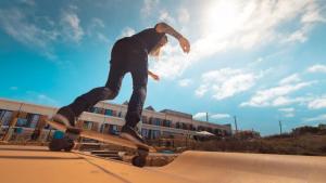 a person doing a trick on a skateboard on a ramp at WOT Ericeira Surf Hostel in Ericeira