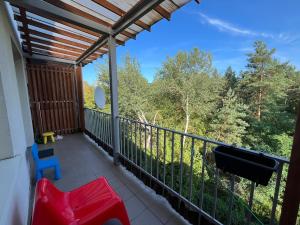 レギオノボにあるLegionowo 3 pokoje gen Boleslawa Roiの森の景色を望むバルコニー