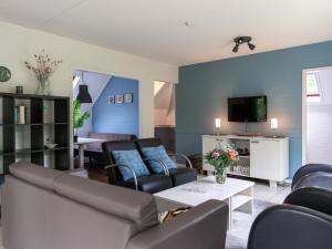 ダルフセンにあるHoliday Home 6-persoons by Interhomeのソファと椅子とテレビのあるリビングルーム