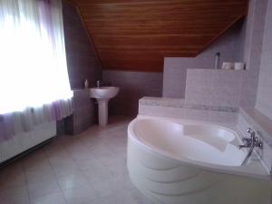 a bathroom with a large tub and a sink at Travel home in Riga +31 photos