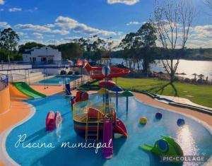 a water park with a bunch of water slides at Casa Calhandra-Real in Avis