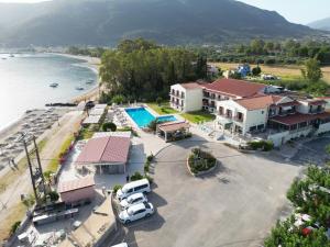 an aerial view of a resort with a parking lot at Sami Beach Hotel in Sami