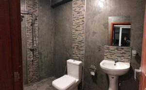 a bathroom with a toilet and a sink at Luxury 1 Bed Room Suite in Boralesgamuwa