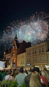 a crowd of people watching fireworks in a city at ApartmentsByMatyrafa-IX in Tarnowskie Góry