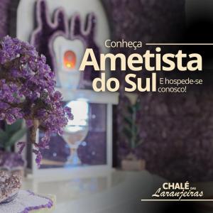 a picture of a vase with flowers on a table at Chalé das Laranjeiras in Planalto