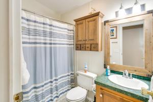 un bagno con wc, lavandino e doccia di Pet-Friendly St Augustine Home with Dock and Yard! a St. Augustine Altre 25 foto