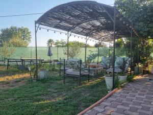 pawilon z krzesłami i stołami na polu w obiekcie Villa au coeur des vignes w mieście Le Luc