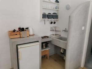 a small kitchen with a counter and a sink at Thalassa3 in Andros