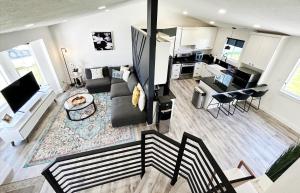 an overhead view of a living room and dining room at Private Room in Cozy Shared Home in Lehi Ut in Lehi
