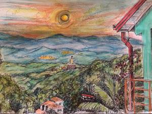 a drawing of a painting of a sky at Nature Walk Resort in Kandy