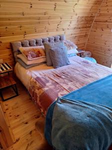 Posto letto in camera con parete in legno. di Log cabin a Kells